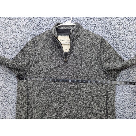 Abercrombie 1/4 Zip Pullover Mens M Fleece Lined Sweater Jacket Preppy Gray - Picture 8 of 11